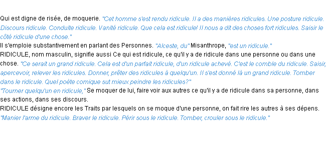 Définition ridicule ACAD 1932