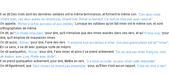 Définition rimer ACAD 1798