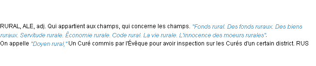 Définition rural ACAD 1798