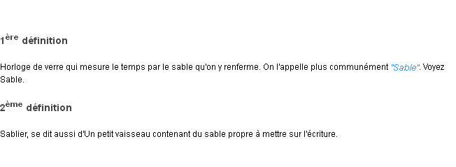 Définition sablier ACAD 1798