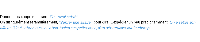 Définition sabrer ACAD 1798