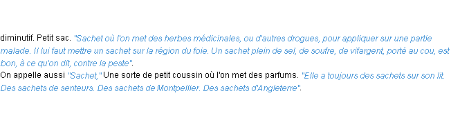 Définition sachet ACAD 1798