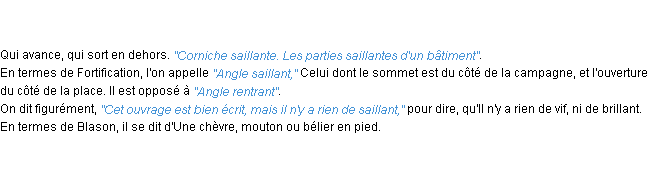Définition saillant ACAD 1798