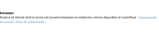 Définition salsepareille ACAD 1932