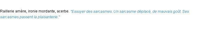 Définition sarcasme ACAD 1932