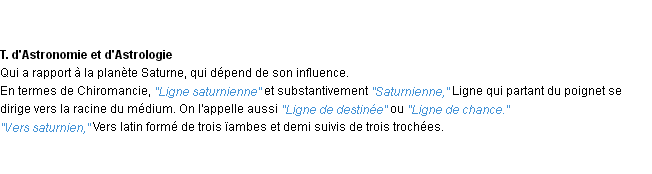 Définition saturnien ACAD 1932