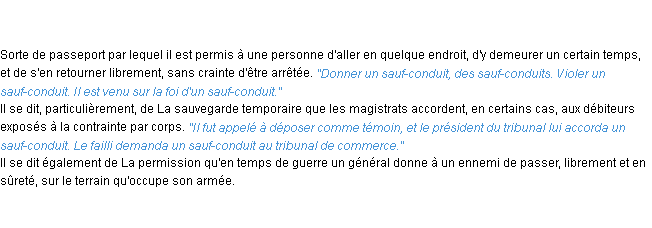 Définition sauf-conduit ACAD 1835