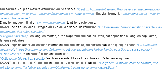 Définition savant ACAD 1932