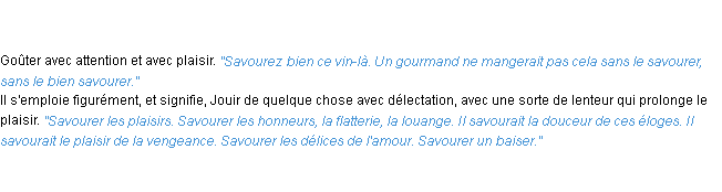 Définition savourer ACAD 1835