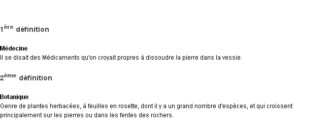 Définition saxifrage ACAD 1932