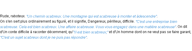 Définition scabreux ACAD 1798