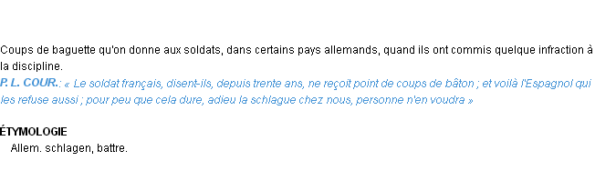 Définition schlague Emile Littré