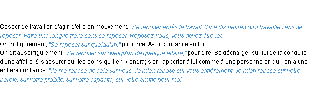 Définition se reposer ACAD 1762