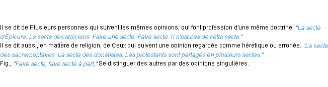 Définition secte ACAD 1835