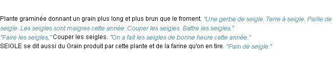 Définition seigle ACAD 1932