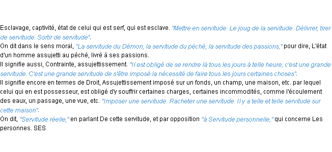 Définition servitude ACAD 1798