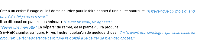 Définition sevrer ACAD 1932