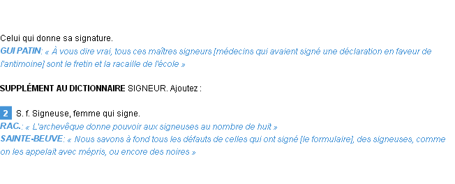 Définition signeur Emile Littré