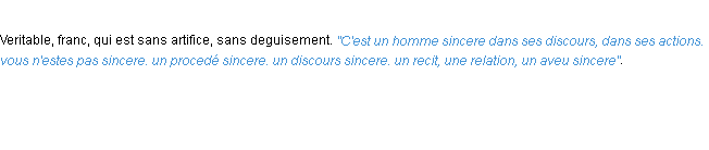 Définition sincere ACAD 1694