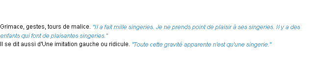 Définition singerie ACAD 1835