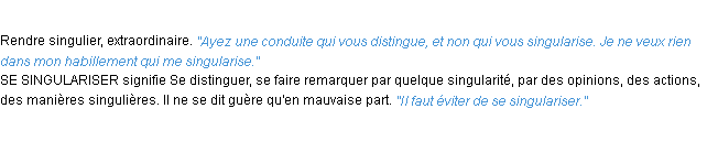 Définition singulariser ACAD 1932