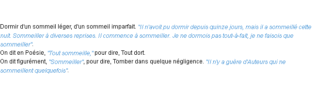 Définition sommeiller ACAD 1798