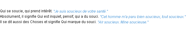 Définition soucieux ACAD 1932