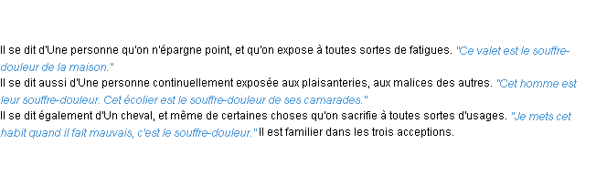 Définition souffre-douleur ACAD 1835