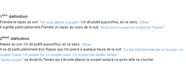 Définition souper ACAD 1932
