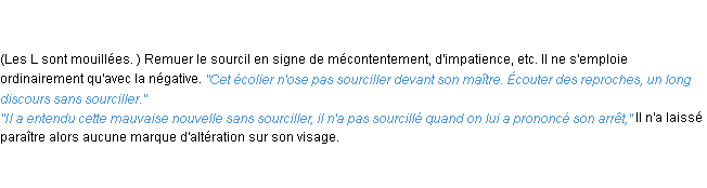 Définition sourciller ACAD 1835
