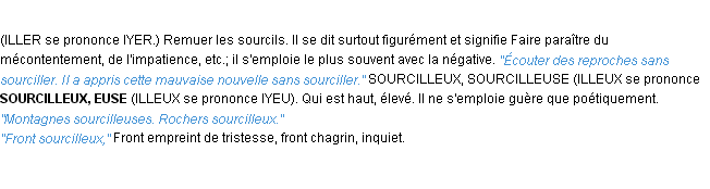 Définition sourciller ACAD 1932