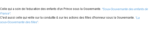 Définition sous-gouvernante ACAD 1694