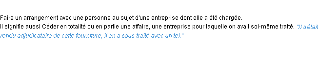 Définition sous-traiter ACAD 1932
