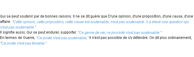 Définition soutenable ACAD 1835