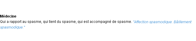 Définition spasmodique ACAD 1932