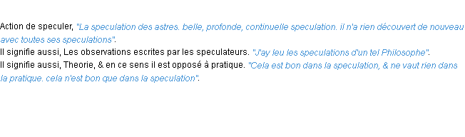 Définition speculation ACAD 1694