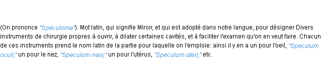 Définition speculum ACAD 1835