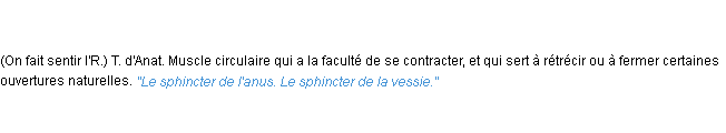 Définition sphincter ACAD 1835