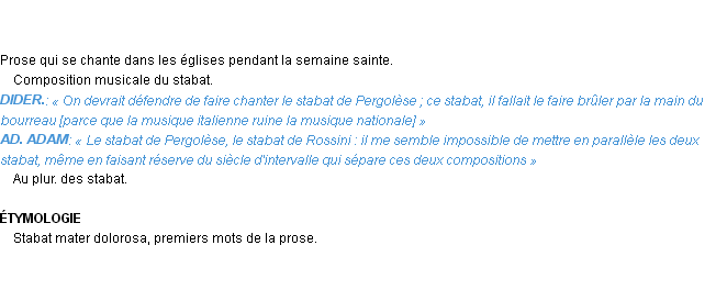 Définition stabat Emile Littré