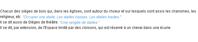 Définition stalle ACAD 1932