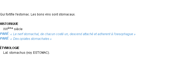 Définition stomacal Emile Littré