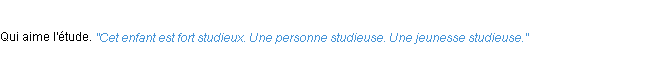 Définition studieux ACAD 1932