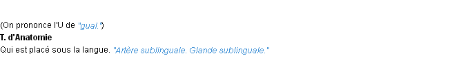 Définition sublingual ACAD 1932