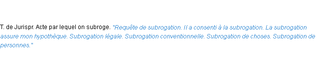 Définition subrogation ACAD 1835