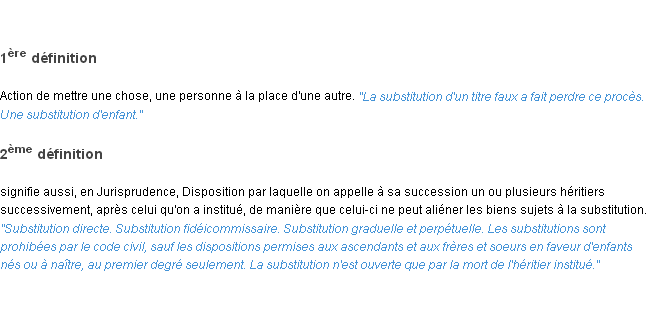 Définition substitution ACAD 1835