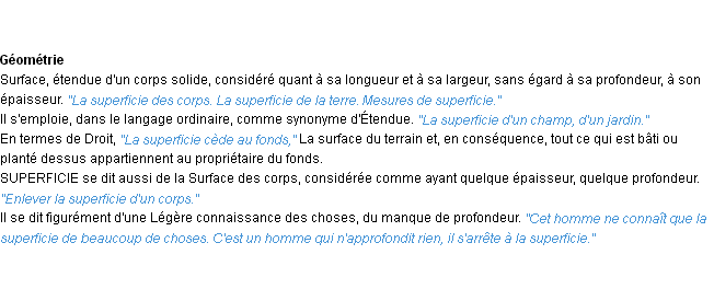 Définition superficie ACAD 1932