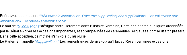 Définition supplication ACAD 1798