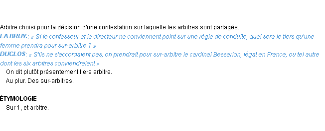 Définition sur-arbitre Emile Littré