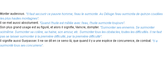 Définition surmonter ACAD 1798