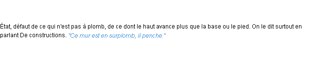 Définition surplomb ACAD 1835